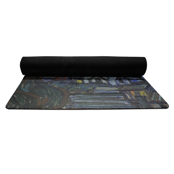 The Starry Night (Van Gogh 1889) Yoga Mat Rolled up Black Rubber Backing