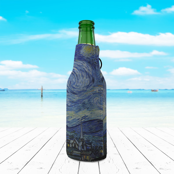 The Starry Night (Van Gogh 1889) Zipper Bottle Cooler - LIFESTYLE