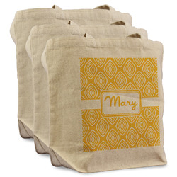 Tribal Diamond Reusable Cotton Grocery Bags - Set of 3 (Personalized)