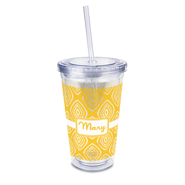 Custom Tribal Diamond 16oz Double Wall Acrylic Tumbler with Lid & Straw - Full Print (Personalized)