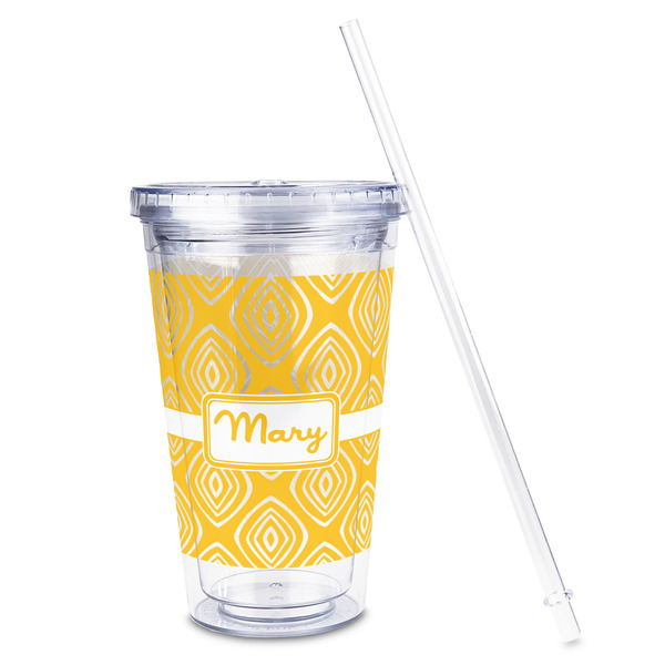 Tribal Diamond Acrylic Tumbler - Full Print - Front straw out