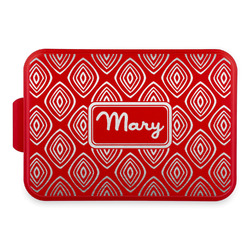 Tribal Diamond Aluminum Baking Pan with Red Lid (Personalized)