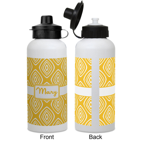 Tribal Diamond Aluminum Water Bottle - White APPROVAL