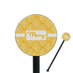 Tribal Diamond 5.5" Round Plastic Stir Sticks - Black - Single Sided (Personalized)