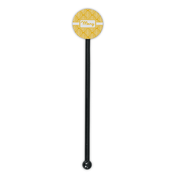 Tribal Diamond Black Plastic 5.5" Stir Stick - Round - Single Stick