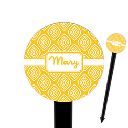 Tribal Diamond 6" Round Plastic Food Picks - Black - Single Sided (Personalized)