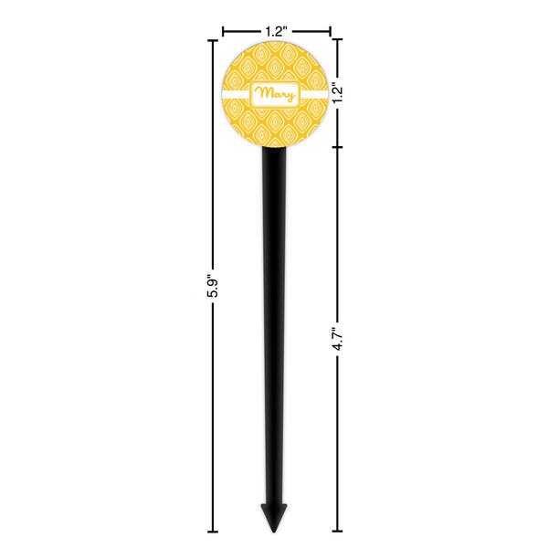 Tribal Diamond Black Plastic 6" Food Pick - Round - Dimensions