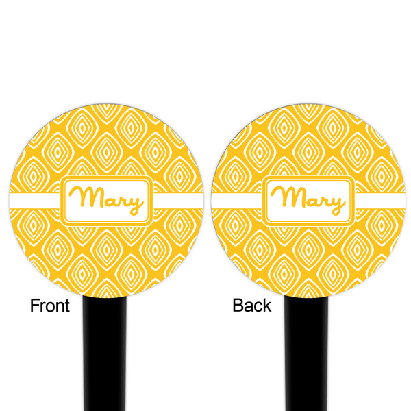 Tribal Diamond Black Plastic 6" Food Pick - Round - Double Sided - Front & Back