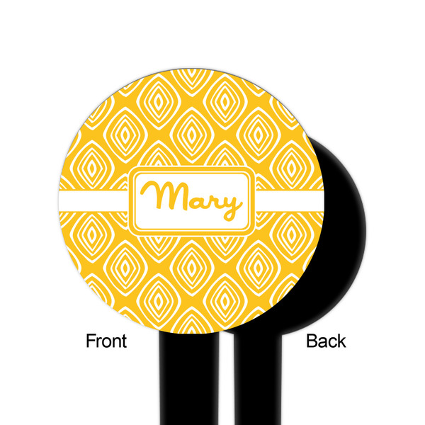 Tribal Diamond Black Plastic 6" Food Pick - Round - Single Sided - Front & Back