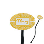 Tribal Diamond 7" Oval Plastic Stir Sticks - Black - Single Sided (Personalized)