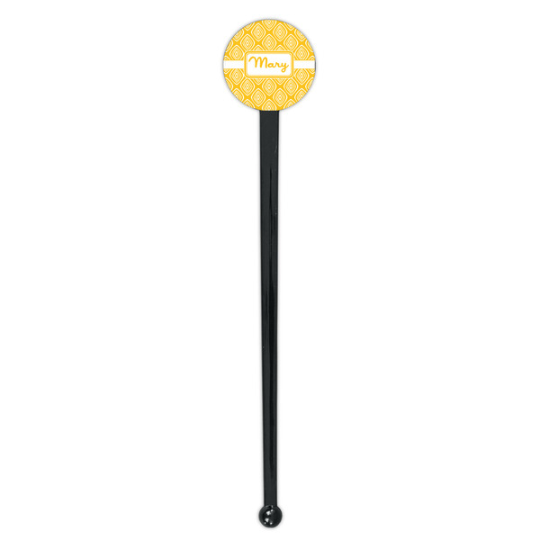 Tribal Diamond Black Plastic 7" Stir Stick - Round - Single Stick
