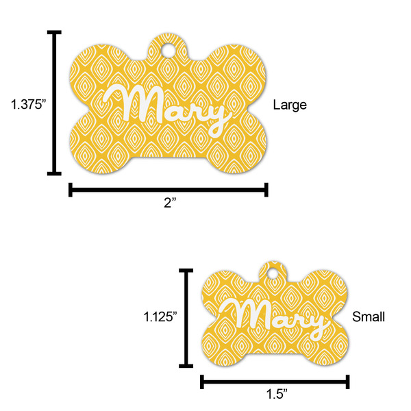 Tribal Diamond Bone Shaped Dog ID Tag - Large - Scale