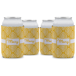 Tribal Diamond Can Cooler (12 oz) - Set of 4 w/ Name or Text