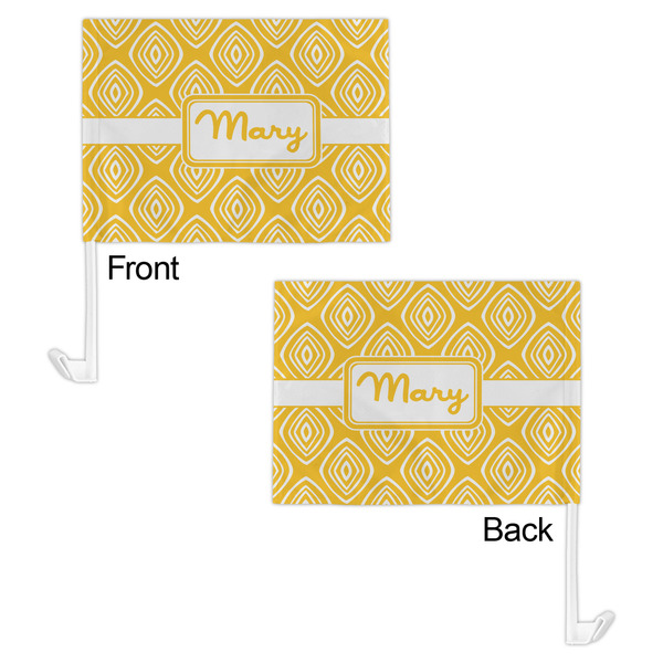 Tribal Diamond Car Flag - 11" x 8" - Front & Back View