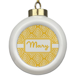 Tribal Diamond Ceramic Ball Ornament (Personalized)