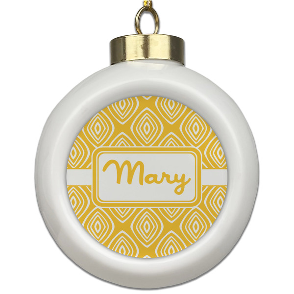 Custom Tribal Diamond Ceramic Ball Ornament (Personalized)