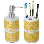 Tribal Diamond Ceramic Bathroom Accessories Set (Personalized)