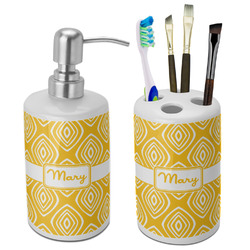 Tribal Diamond Ceramic Bathroom Accessories Set (Personalized)