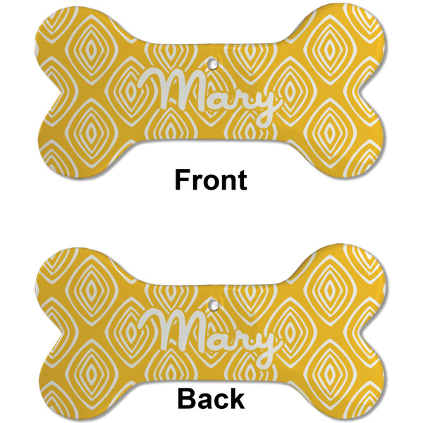 Tribal Diamond Ceramic Flat Ornament - Bone Front & Back (APPROVAL)