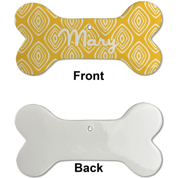 Tribal Diamond Ceramic Flat Ornament - Bone Front & Back Single Print (APPROVAL)