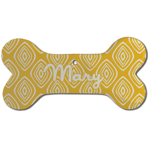 Tribal Diamond Ceramic Flat Ornament - Bone Front