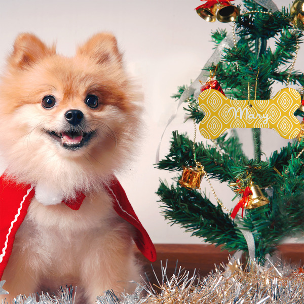 Tribal Diamond Ceramic Flat Ornament - Bone (LIFESTYLE)