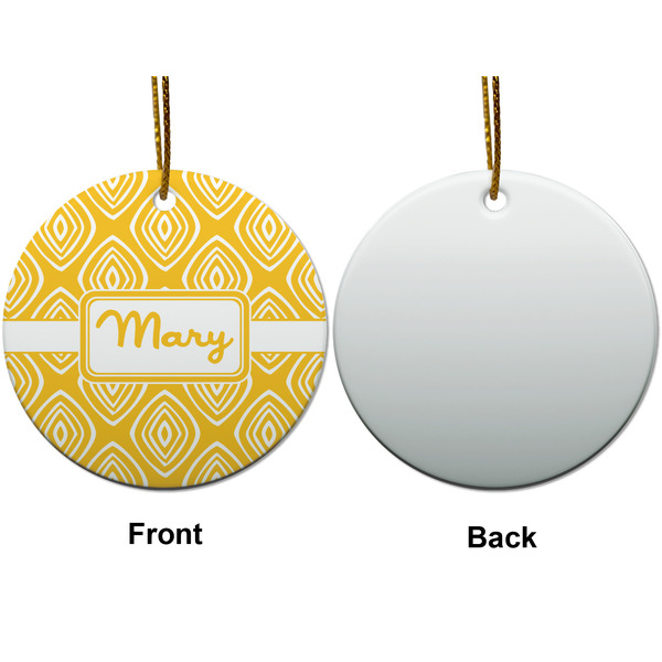 Tribal Diamond Ceramic Flat Ornament - Circle Front & Back (APPROVAL)