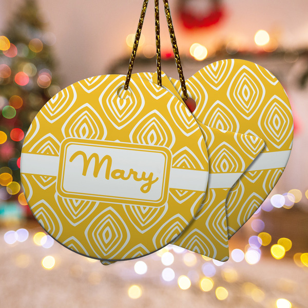 Custom Tribal Diamond Ceramic Ornament w/ Name or Text
