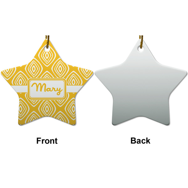 Tribal Diamond Ceramic Flat Ornament - Star Front & Back (APPROVAL)