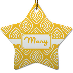 Tribal Diamond Star Ceramic Ornament w/ Name or Text