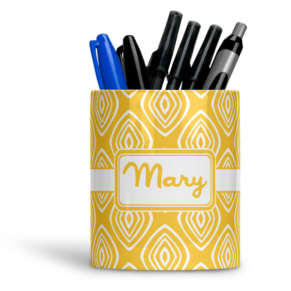 Custom Tribal Diamond Ceramic Pen Holder