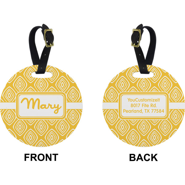 Tribal Diamond Circle Luggage Tag (Front + Back)