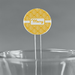 Tribal Diamond 5.5" Round Plastic Stir Sticks - Clear (Personalized)