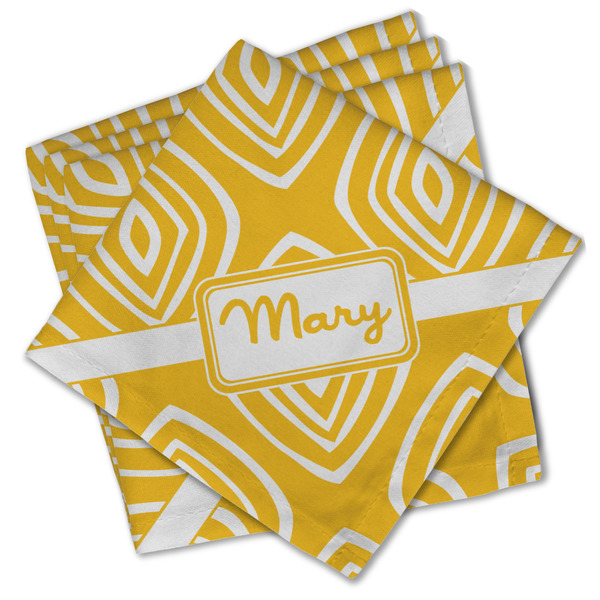 Custom Tribal Diamond Cloth Cocktail Napkins - Set of 4 w/ Name or Text