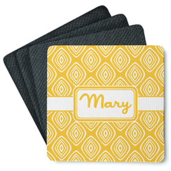 Tribal Diamond Square Rubber Backed Coasters - Set of 4 (Personalized)