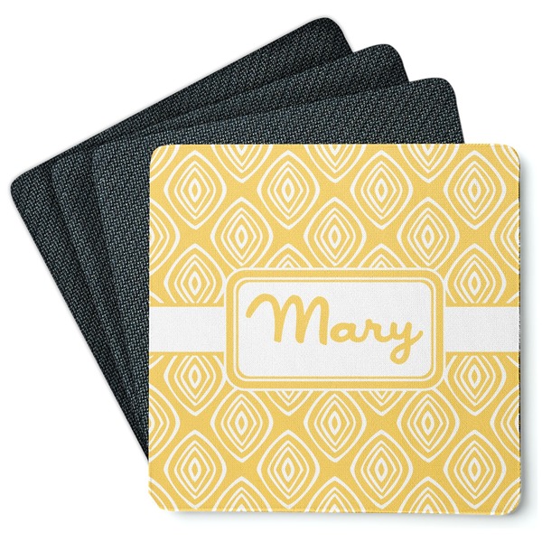 Custom Tribal Diamond Square Rubber Backed Coasters - Set of 4 (Personalized)
