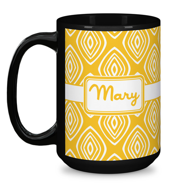 Tribal Diamond Coffee Mug - 15 oz - Black