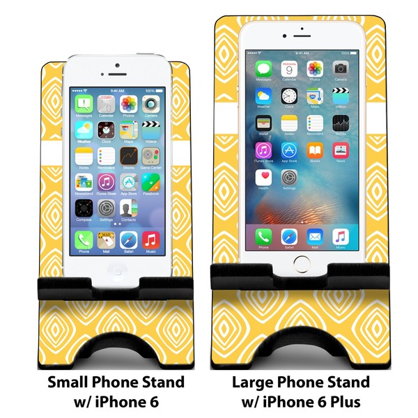 Tribal Diamond Compare Phone Stand Sizes - with iPhones