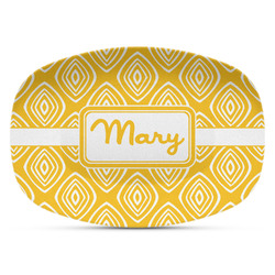 Tribal Diamond Plastic Platter - Microwave & Oven Safe Composite Polymer (Personalized)