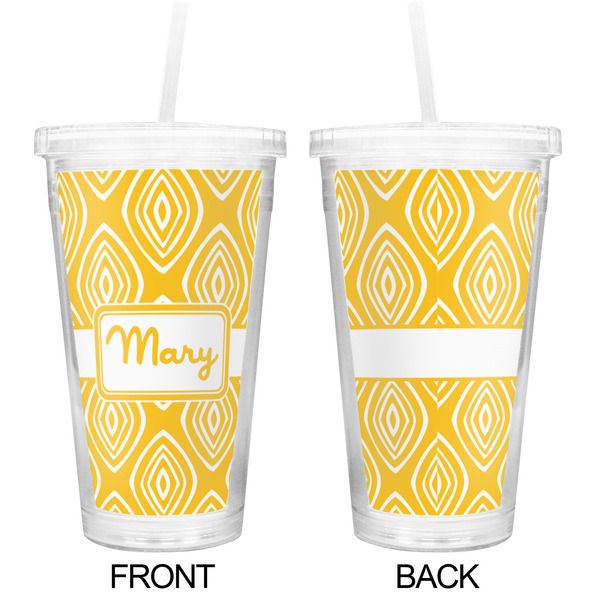 Tribal Diamond Double Wall Tumbler with Straw - Approval