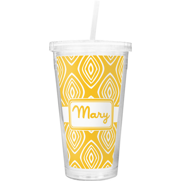 Custom Tribal Diamond Double Wall Tumbler with Straw (Personalized)