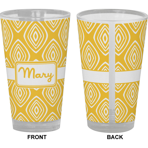 Tribal Diamond Pint Glass - Full Color - Front & Back Views