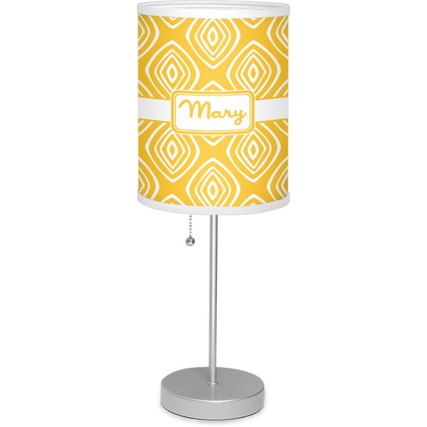 Custom Tribal Diamond 7" Drum Lamp with Shade Linen (Personalized)
