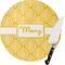 Tribal Diamond Round Glass Cutting Board (Personalized)