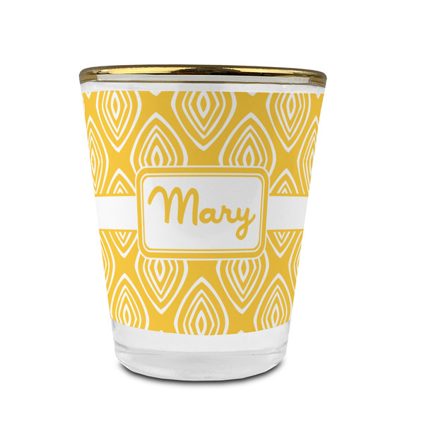 Tribal Diamond Glass Shot Glass - With gold rim - FRONT