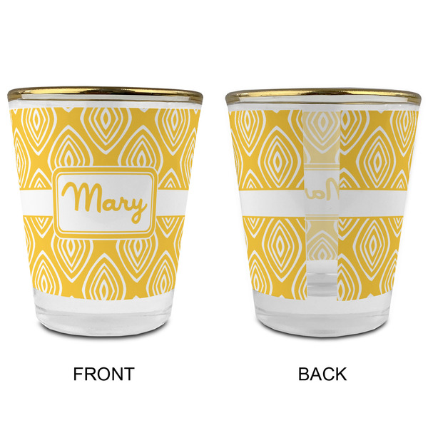 Tribal Diamond Glass Shot Glass - with gold rim - APPROVAL