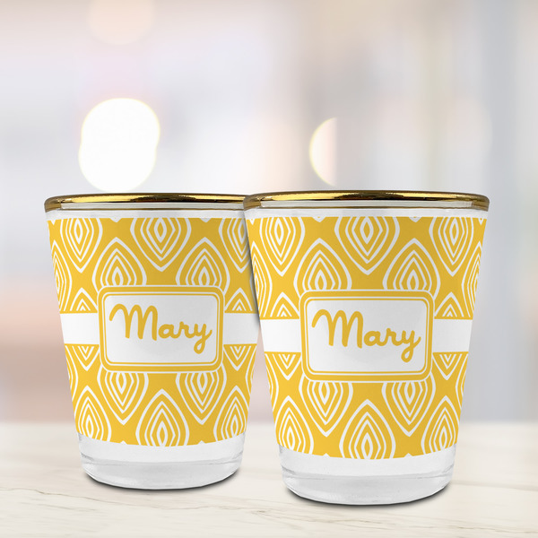 Tribal Diamond Glass Shot Glass - with gold rim - LIFESTYLE