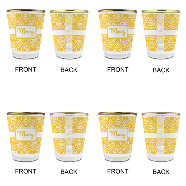 Tribal Diamond Glass Shot Glass - with gold rim - Set of 4 - APPROVAL