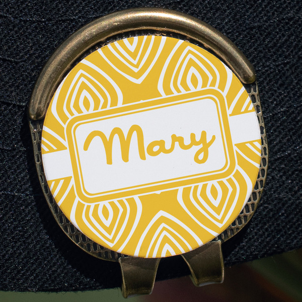 Tribal Diamond Golf Ball Marker Hat Clip - Gold - Close Up