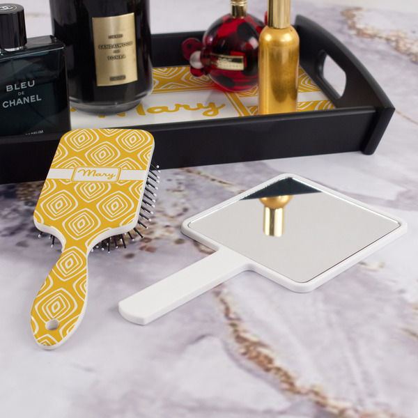 Tribal Diamond Hair Brush - With Hand Mirror